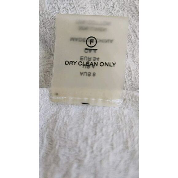 Ministry of Style White Linen Blend Dress SZ 4 Deep V-Neck Cord Detail Fray Hem - Picture 8 of 10